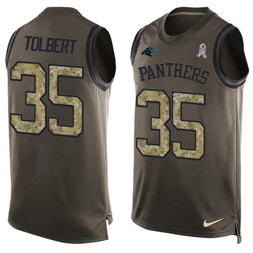 Nike Panthers #35 Mike Tolbert Green Men's Stitched NFL Limited Salute To Service Tank Top Jersey