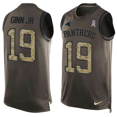 Nike Panthers #19 Ted Ginn Jr Green Men's Stitched NFL Limited Salute To Service Tank Top Jersey