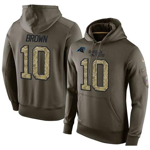 NFL Men's Nike Carolina Panthers #10 Corey Brown Stitched Green Olive Salute To Service KO Performance Hoodie