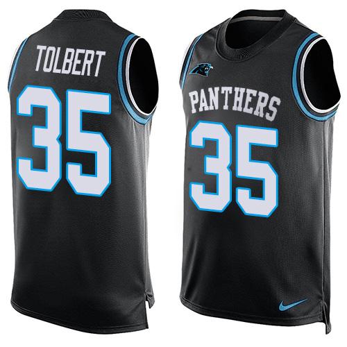 Nike Panthers #35 Mike Tolbert Black Team Color Men's Stitched NFL Limited Tank Top Jersey