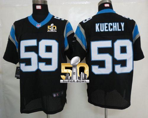 Nike Panthers #59 Luke Kuechly Black Team Color Super Bowl 50 Men's Stitched NFL Elite Jersey