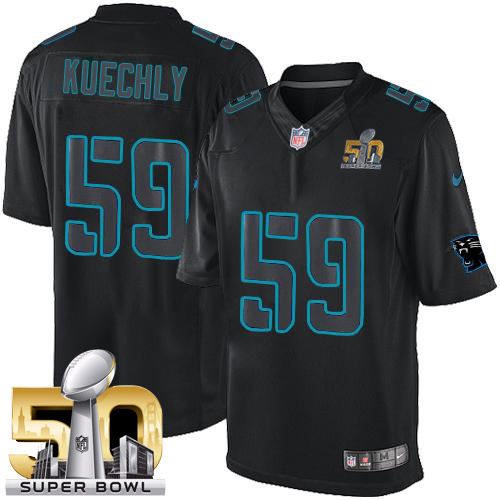 Nike Panthers #59 Luke Kuechly Black Super Bowl 50 Men's Stitched NFL Impact Limited Jersey
