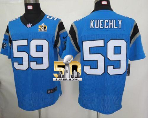 Nike Panthers #59 Luke Kuechly Blue Alternate Super Bowl 50 Men's Stitched NFL Elite Jersey