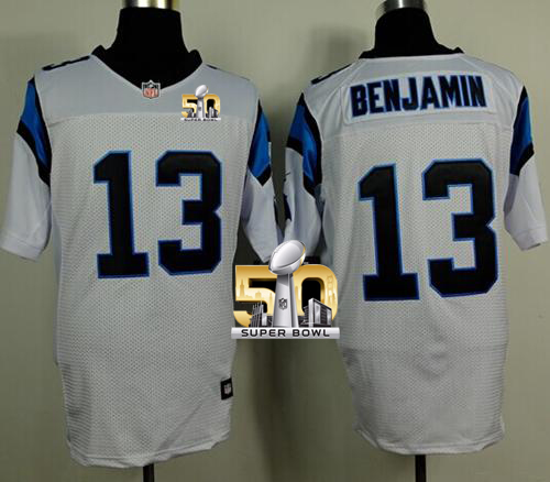 Nike Panthers #13 Kelvin Benjamin White Super Bowl 50 Men's Stitched NFL Elite Jersey