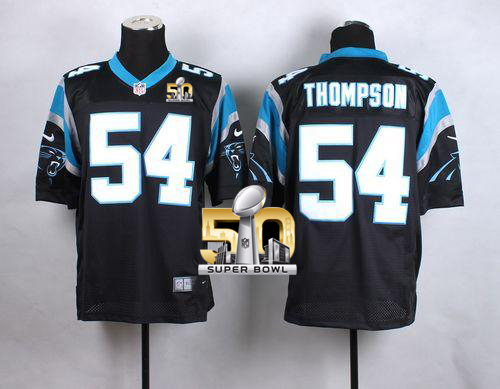 Nike Panthers #54 Shaq Thompson Black Team Color Super Bowl 50 Men's Stitched NFL Elite Jersey