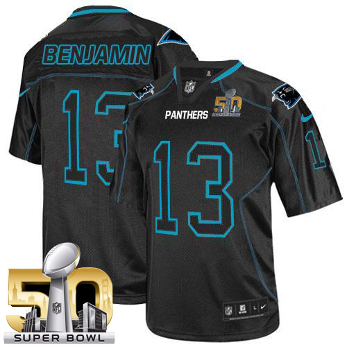 Nike Panthers #13 Kelvin Benjamin Lights Out Black Super Bowl 50 Men's Stitched NFL Elite Jersey