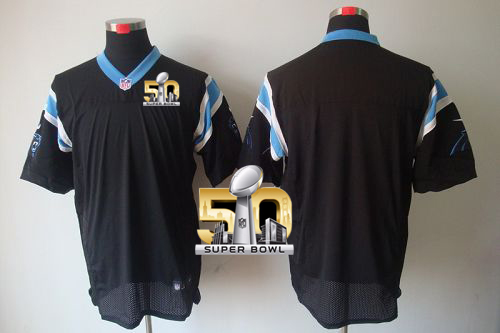 Nike Panthers Blank Black Team Color Super Bowl 50 Men's Stitched NFL Elite Jersey