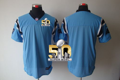 Nike Panthers Blank Blue Alternate Super Bowl 50 Men's Stitched NFL Elite Jersey