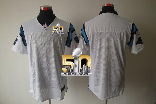Nike Panthers Blank White Super Bowl 50 Men's Stitched NFL Elite Jersey