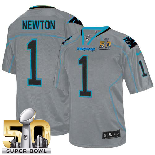 Nike Panthers #1 Cam Newton Lights Out Grey Super Bowl 50 Men's Stitched NFL Elite Jersey