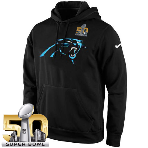 Men's Carolina Panthers Nike Black Super Bowl 50 KO Logo Essential Hoodie