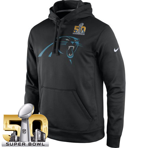 Men's Carolina Panthers Nike Black Super Bowl 50 Practice Performance Pullover Hoodie