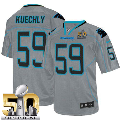 Nike Panthers #59 Luke Kuechly Lights Out Grey Super Bowl 50 Men's Stitched NFL Elite Jersey