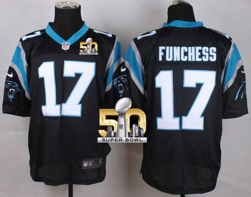 Nike Panthers #17 Devin Funchess Black Team Color Super Bowl 50 Men's Stitched NFL Elite Jersey