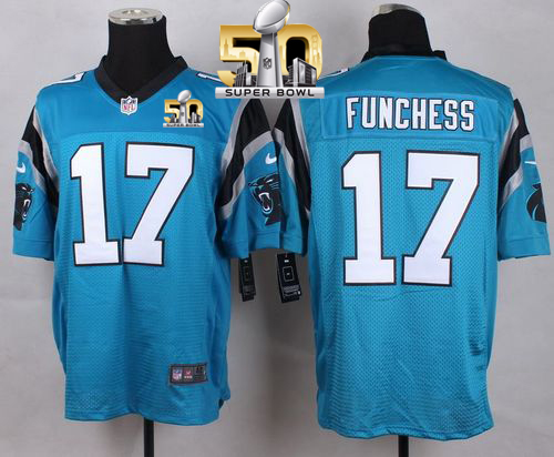 Nike Panthers #17 Devin Funchess Blue Alternate Super Bowl 50 Men's Stitched NFL Elite Jersey