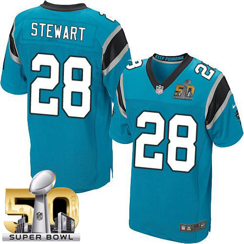 Nike Panthers #28 Jonathan Stewart Blue Alternate Super Bowl 50 Men's Stitched NFL Elite Jersey