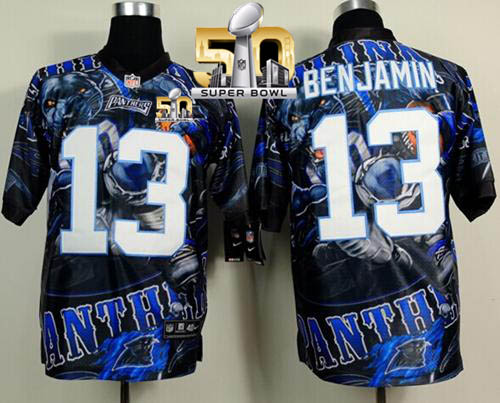 Nike Panthers #13 Kelvin Benjamin Team Color Super Bowl 50 Men's Stitched NFL Elite Fanatical Version Jersey