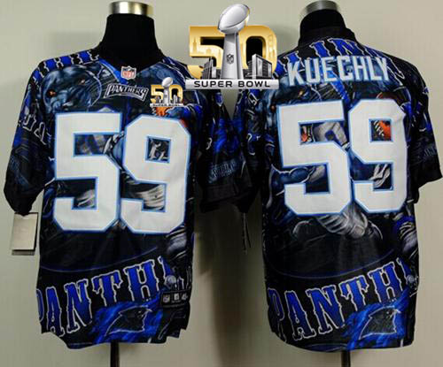 Nike Panthers #59 Luke Kuechly Team Color Super Bowl 50 Men's Stitched NFL Elite Fanatical Version Jersey