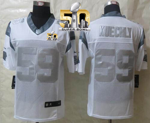 Nike Panthers #59 Luke Kuechly White Super Bowl 50 Men's Stitched NFL Limited Platinum Jersey