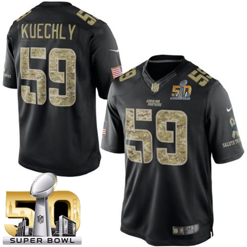 Nike Panthers #59 Luke Kuechly Black Super Bowl 50 Men's Stitched NFL Limited Salute to Service Jersey