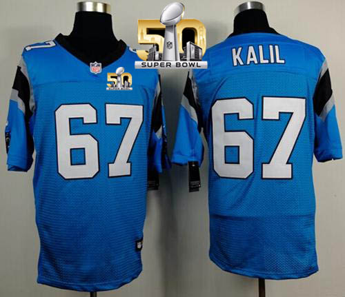 Nike Panthers #67 Ryan Kalil Blue Alternate Super Bowl 50 Men's Stitched NFL Elite Jersey