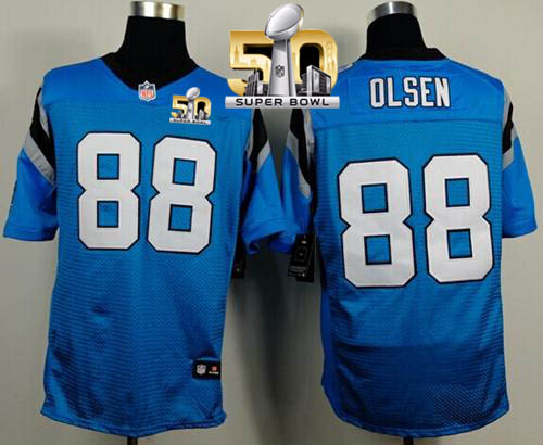 Nike Panthers #88 Greg Olsen Blue Alternate Super Bowl 50 Men's Stitched NFL Elite Jersey