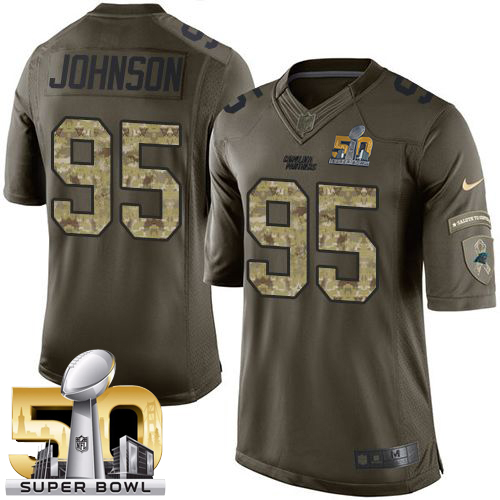 Nike Panthers #95 Charles Johnson Green Super Bowl 50 Men's Stitched NFL Limited Salute to Service Jersey