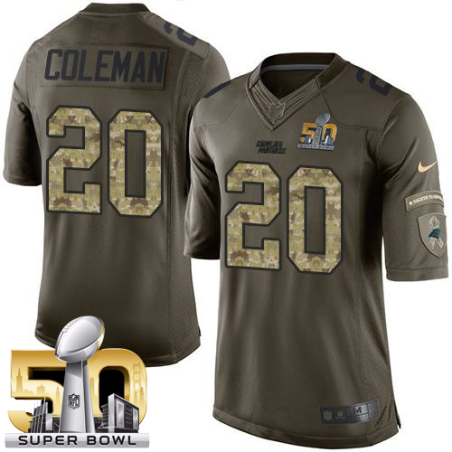 Nike Panthers #20 Kurt Coleman Green Super Bowl 50 Men's Stitched NFL Limited Salute to Service Jersey
