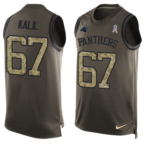 Nike Panthers #67 Ryan Kalil Green Men's Stitched NFL Limited Salute To Service Tank Top Jersey