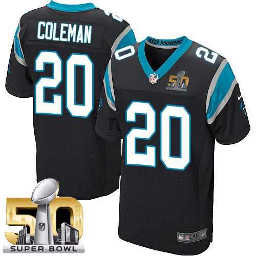 Nike Panthers #20 Kurt Coleman Black Team Color Super Bowl 50 Men's Stitched NFL Elite Jersey
