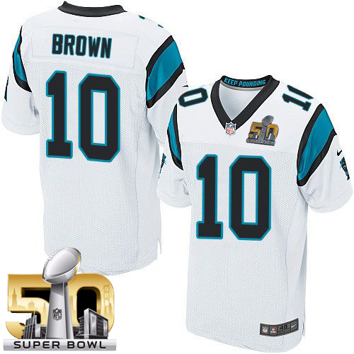 Nike Panthers #10 Corey Brown White Super Bowl 50 Men's Stitched NFL Elite Jersey