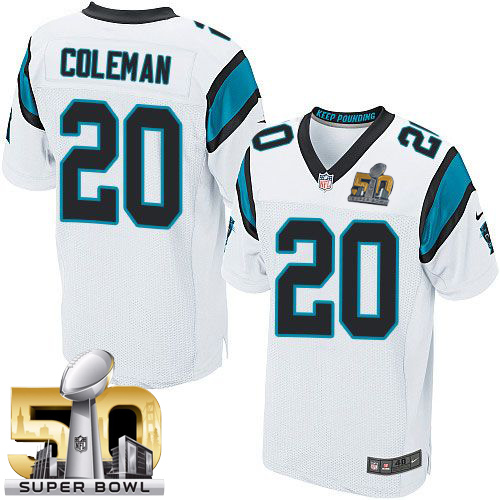 Nike Panthers #20 Kurt Coleman White Super Bowl 50 Men's Stitched NFL Elite Jersey