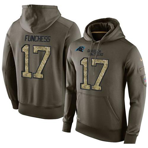 NFL Men's Nike Carolina Panthers #17 Devin Funchess Stitched Green Olive Salute To Service KO Performance Hoodie