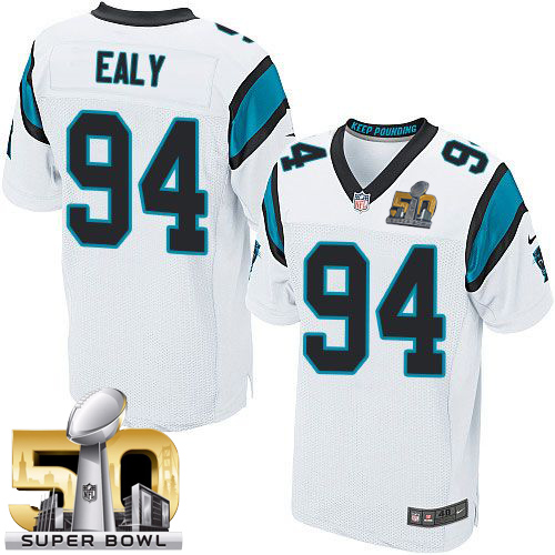 Nike Panthers #94 Kony Ealy White Super Bowl 50 Men's Stitched NFL Elite Jersey