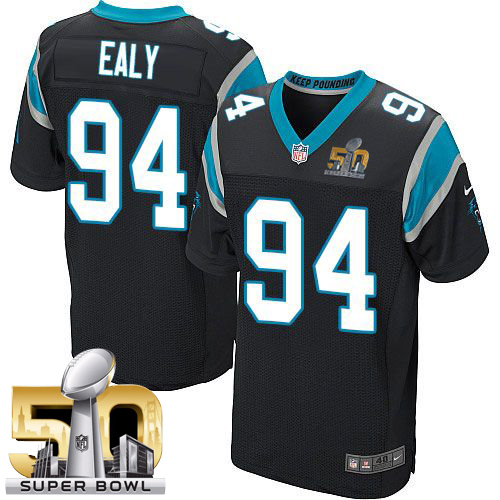 Nike Panthers #94 Kony Ealy Black Team Color Super Bowl 50 Men's Stitched NFL Elite Jersey