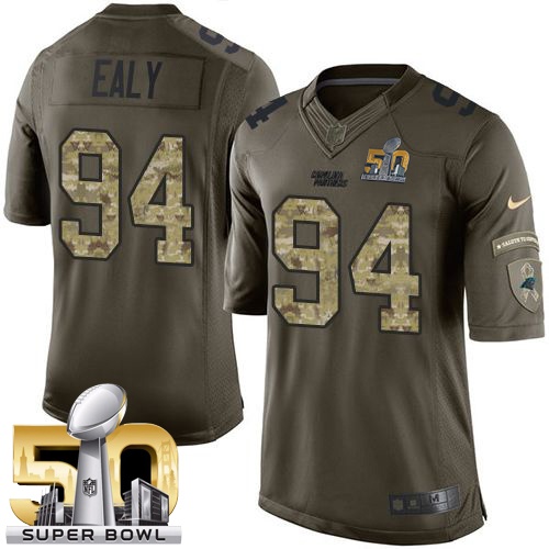 Nike Panthers #94 Kony Ealy Green Super Bowl 50 Men's Stitched NFL Limited Salute to Service Jersey