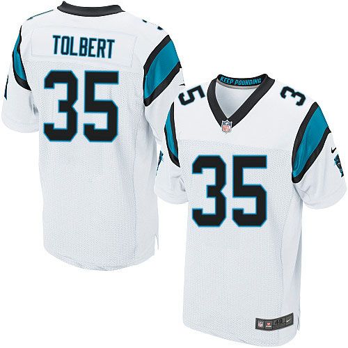 Nike Panthers #35 Mike Tolbert White Men's Stitched NFL Elite Jersey