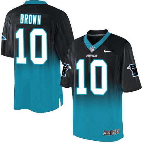 Nike Panthers #10 Corey Brown Black/Blue Men's Stitched NFL Elite Fadeaway Fashion Jersey