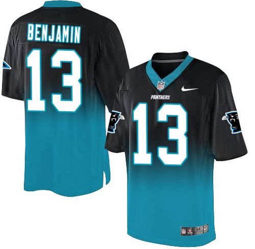 Nike Panthers #13 Kelvin Benjamin Black/Blue Men's Stitched NFL Elite Fadeaway Fashion Jersey