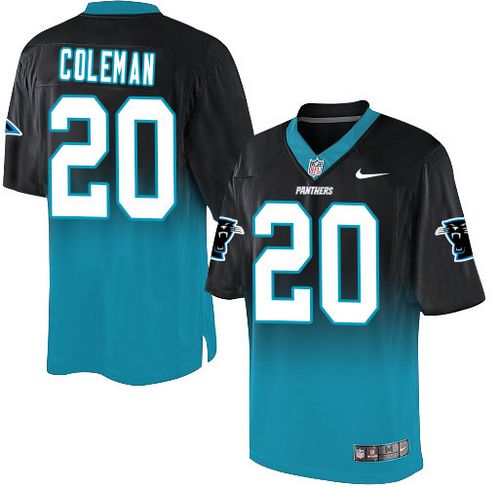 Nike Panthers #20 Kurt Coleman Black/Blue Men's Stitched NFL Elite Fadeaway Fashion Jersey