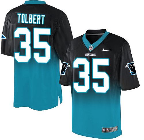 Nike Panthers #35 Mike Tolbert Black/Blue Men's Stitched NFL Elite Fadeaway Fashion Jersey