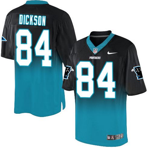 Nike Panthers #84 Ed Dickson Black/Blue Men's Stitched NFL Elite Fadeaway Fashion Jersey