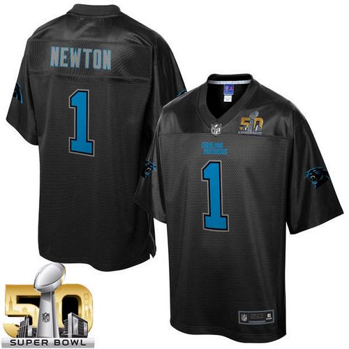 Nike Panthers #1 Cam Newton Black Super Bowl 50 Men's NFL Pro Line Black Reverse Fashion Game Jersey
