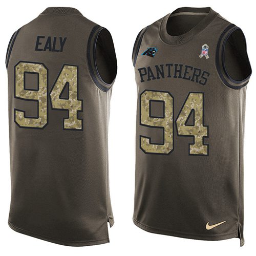 Nike Panthers #94 Kony Ealy Green Men's Stitched NFL Limited Salute To Service Tank Top Jersey