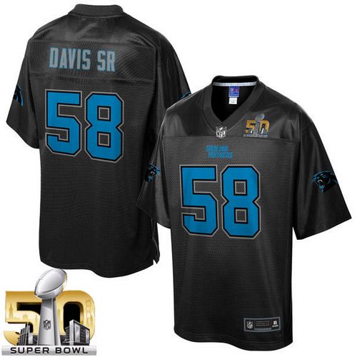 Nike Panthers #58 Thomas Davis Sr Black Super Bowl 50 Men's NFL Pro Line Black Reverse Fashion Game Jersey