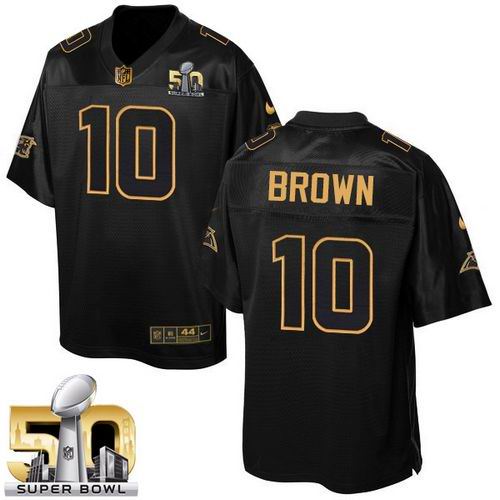 Nike Panthers #10 Corey Brown Black Super Bowl 50 Men's Stitched NFL Elite Pro Line Gold Collection Jersey