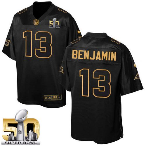 Nike Panthers #13 Kelvin Benjamin Black Super Bowl 50 Men's Stitched NFL Elite Pro Line Gold Collection Jersey