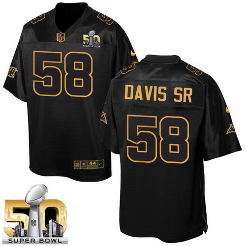 Nike Panthers #58 Thomas Davis Sr Black Super Bowl 50 Men's Stitched NFL Elite Pro Line Gold Collection Jersey