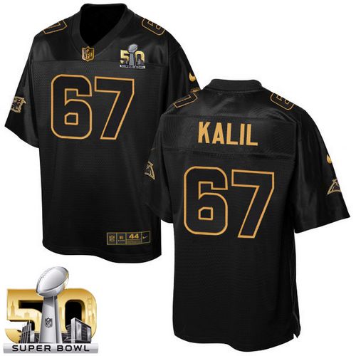 Nike Panthers #67 Ryan Kalil Black Super Bowl 50 Men's Stitched NFL Elite Pro Line Gold Collection Jersey