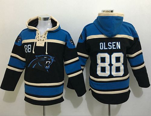 Nike Panthers #88 Greg Olsen Black Sawyer Hooded Sweatshirt NFL Hoodie